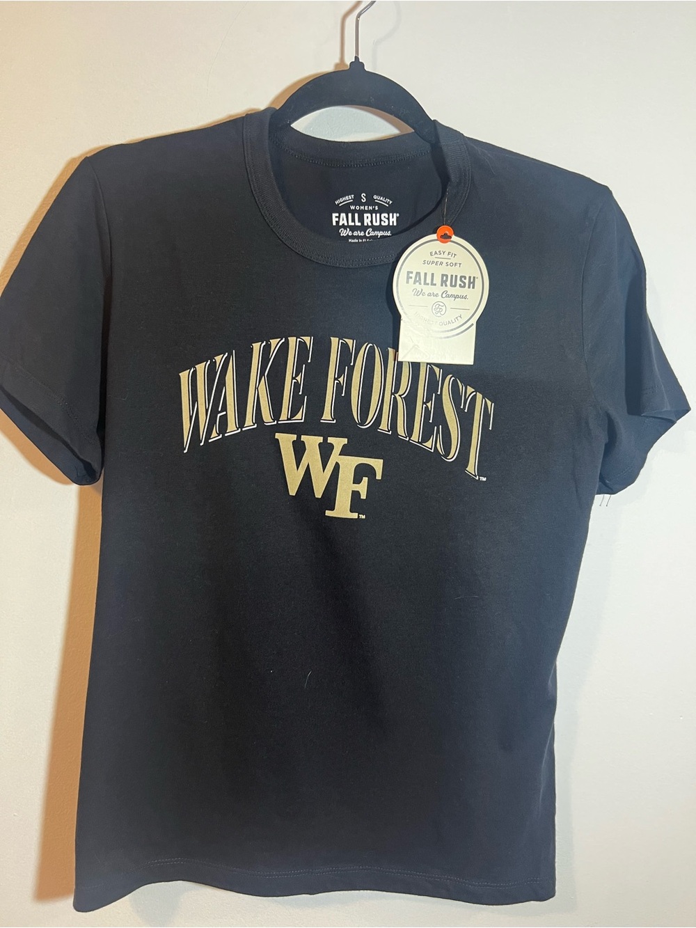 Wake Forest 'WF' Black Crewneck T-Shirt - Fall Rush